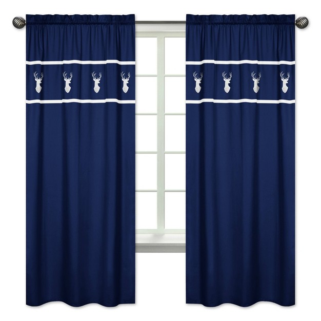 Sweet Jojo Designs Window Panels Navy amp Mint Woodsy 2pk