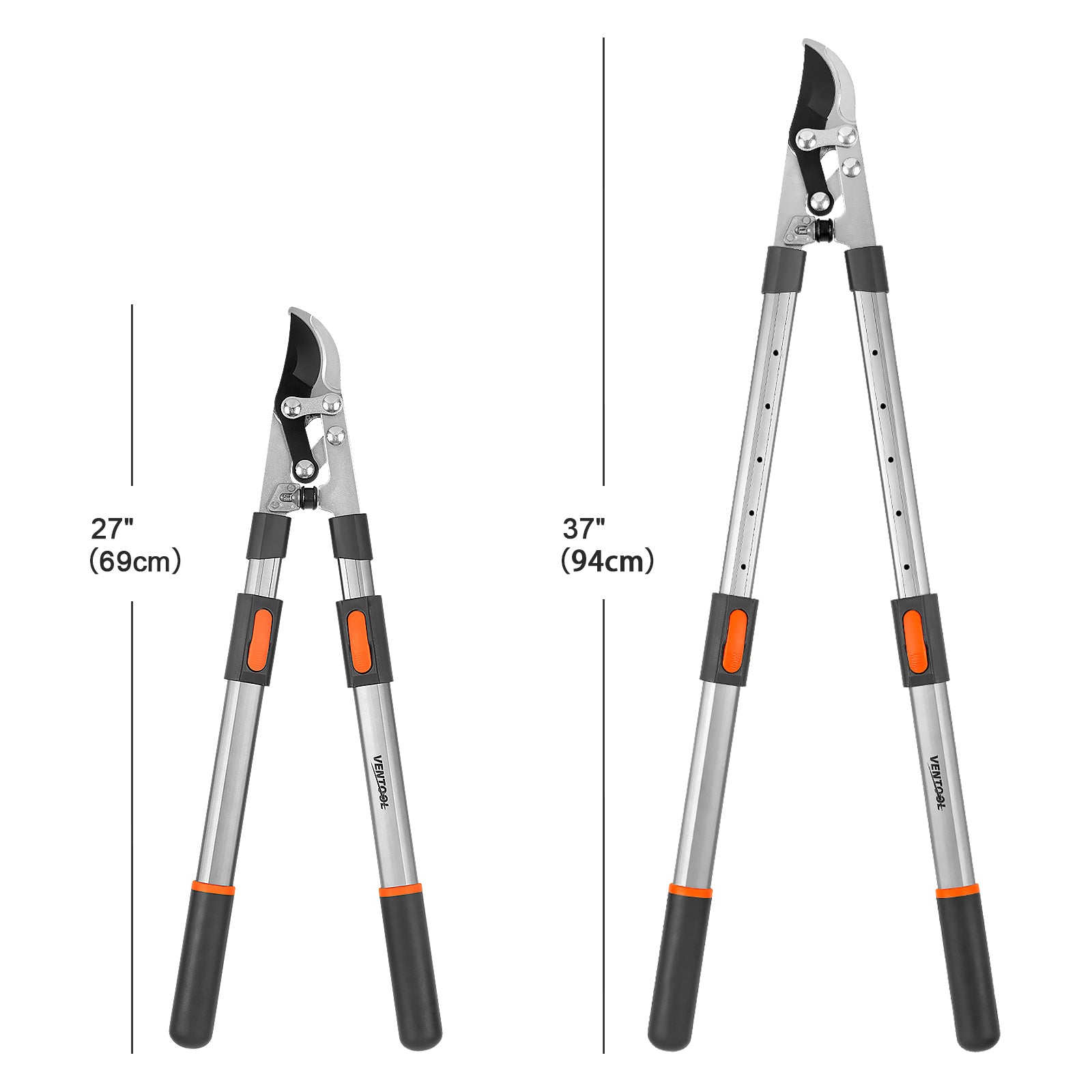 Ventool 27" - 37" Bypass Telescopic Lopping Shear, Extendable Pruning Shear, HRC56 Adjustable Mn-steel Branch Cutter with 1.77 Inch Cutting Capacity, Garden Pruning Tree Trimmer Scissor