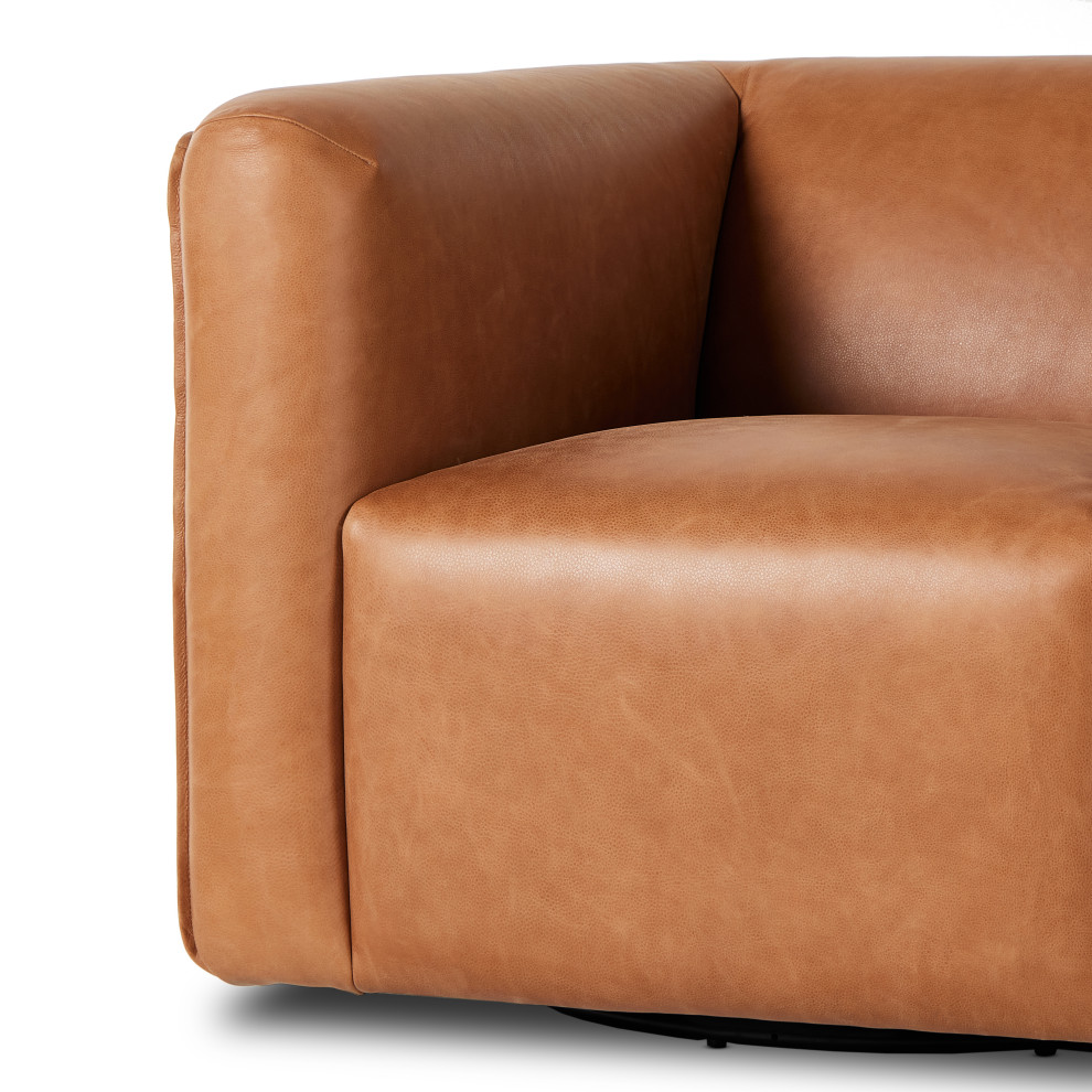 Wellborn Swivel Chair Palermo Cognac   Contemporary   Armchairs And Accent Chairs   by Zin Home  Houzz