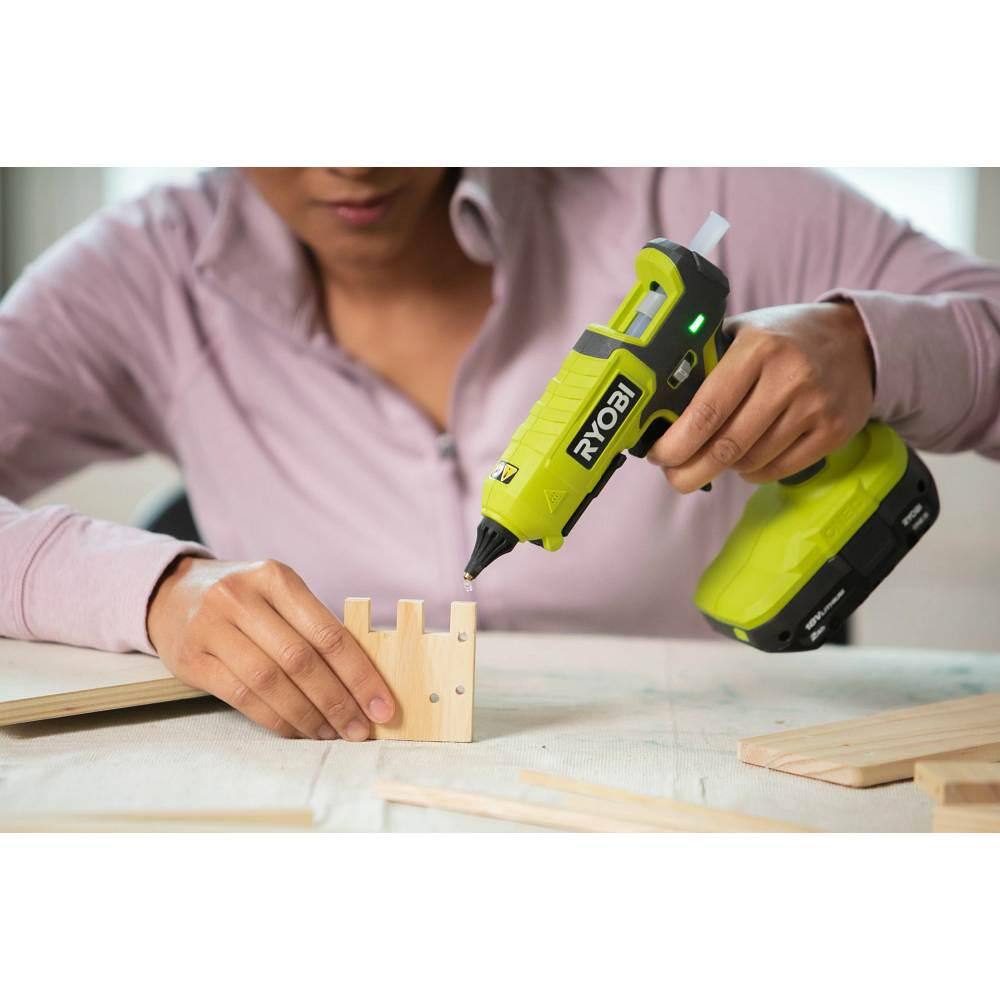 RYOBI ONE+ 18V Cordless Dual Temperature Glue Gun Kit with 2.0 Ah Battery and 18V Lithium-Ion Charger P307K1N