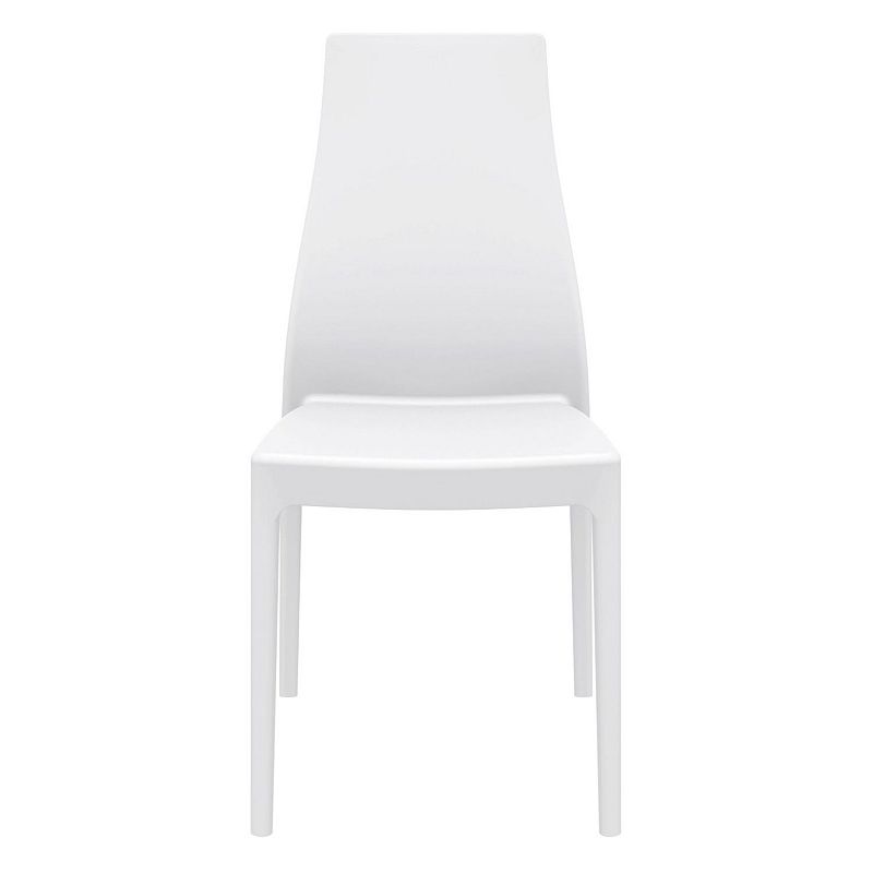 37 White Outdoor Patio Solid High Back Dining Chair