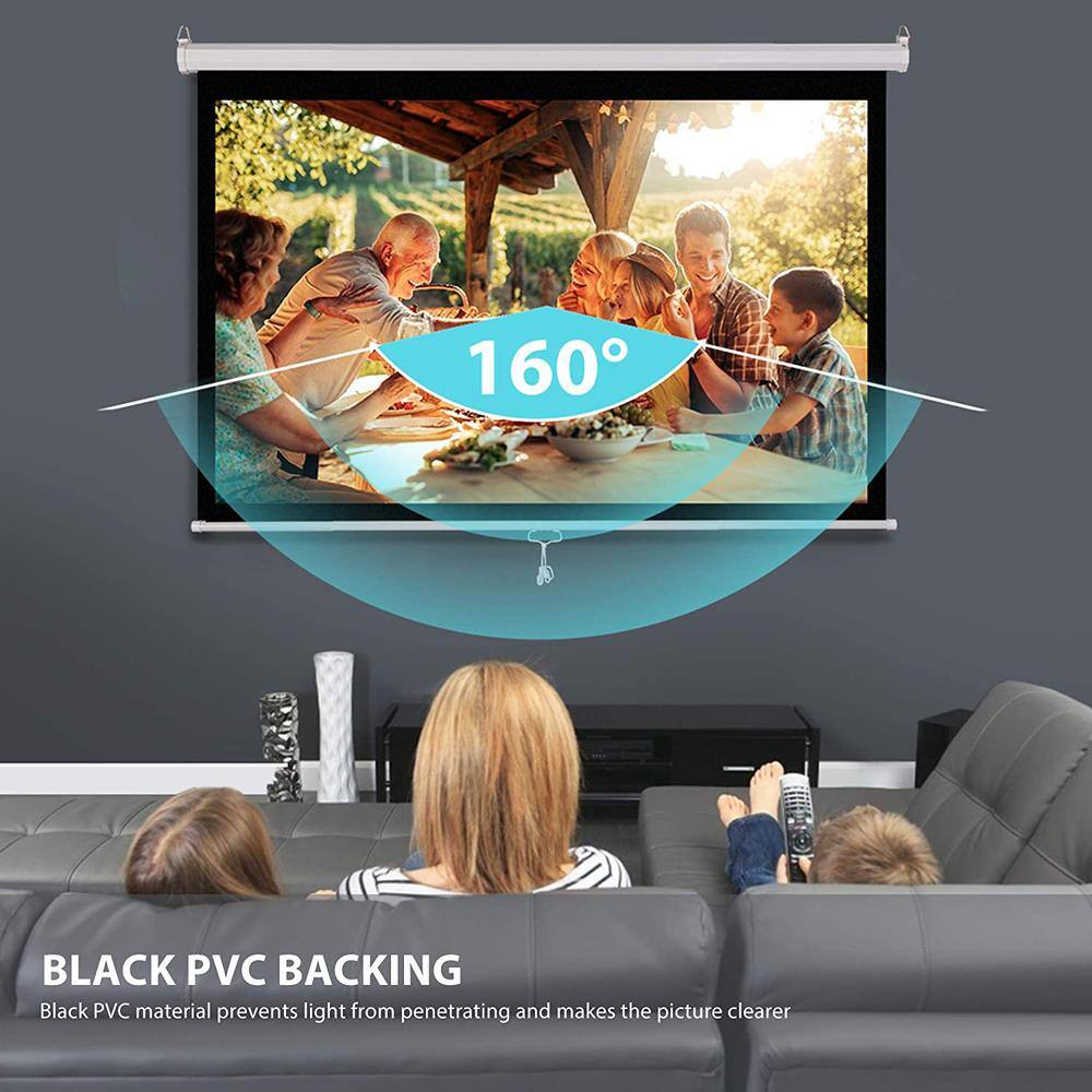 VIVOHOME 80 in. Manual Pull-Down Retractable Projector Screen 16:9 HD X002P7JVEN