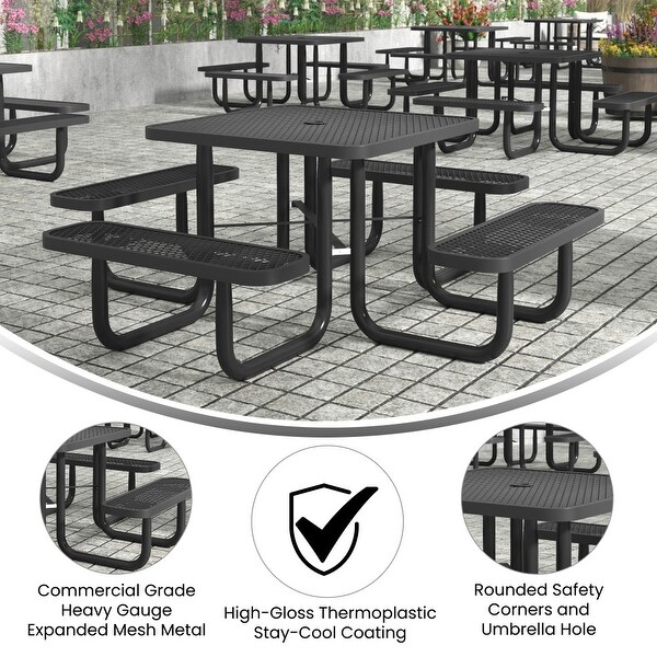 Commercial Grade Expanded Mesh Metal Outdoor Picnic Table