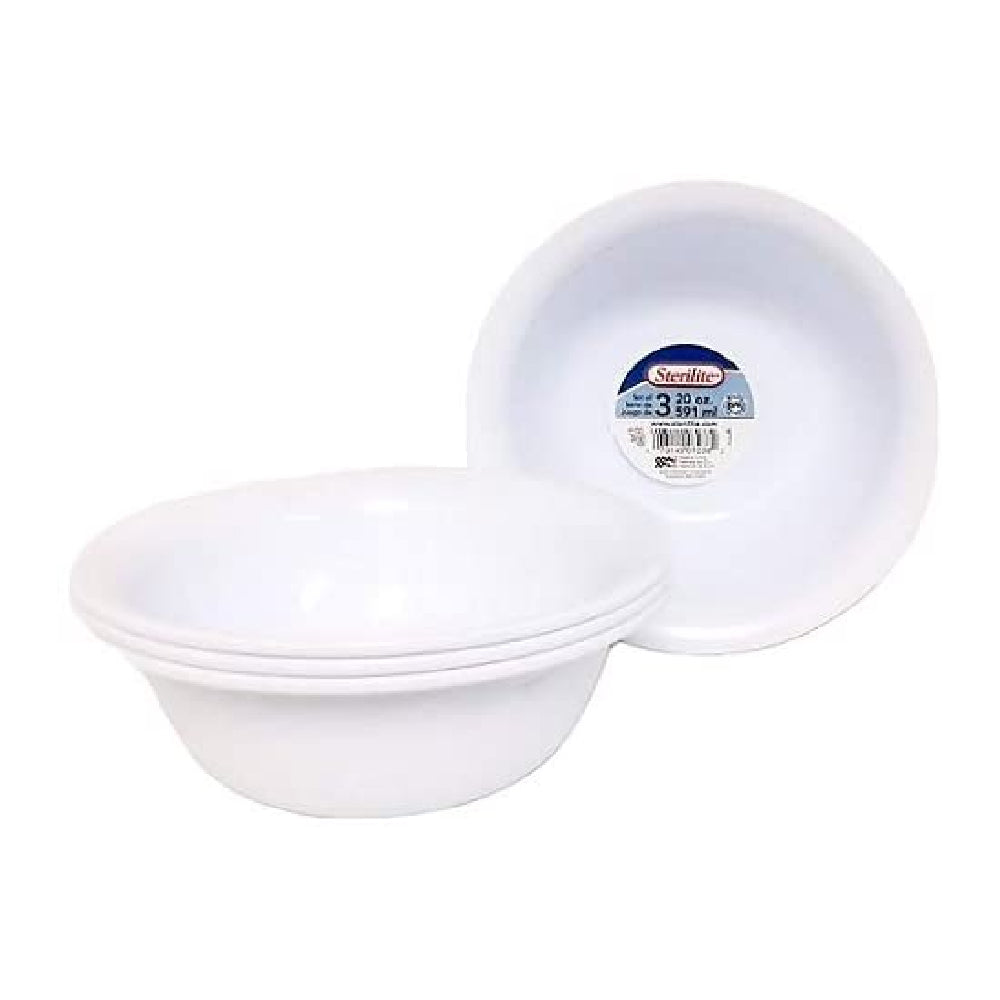 Sterilite 20 Ounce Cereal Soup Bowls Set of 3 Plastic White， 2 Pack