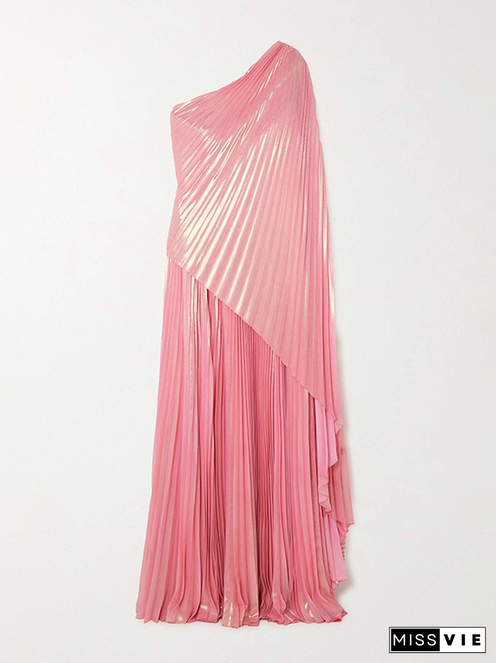 Loose Asymmetric Pleated One-Shoulder Maxi Dresses