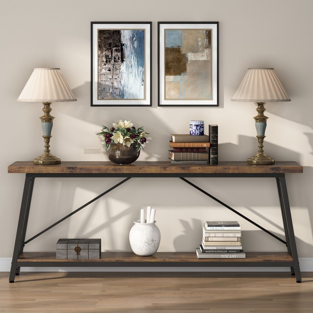 Long Entryway Table  70.9 Inch Vintage Industrial Sofa Console Table