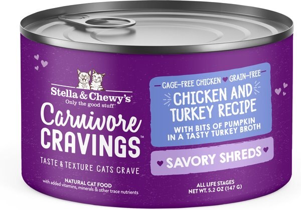 Stella and Chewy's Savory Shreds Chicken and Turkey Flavored Shredded Wet Cat Food