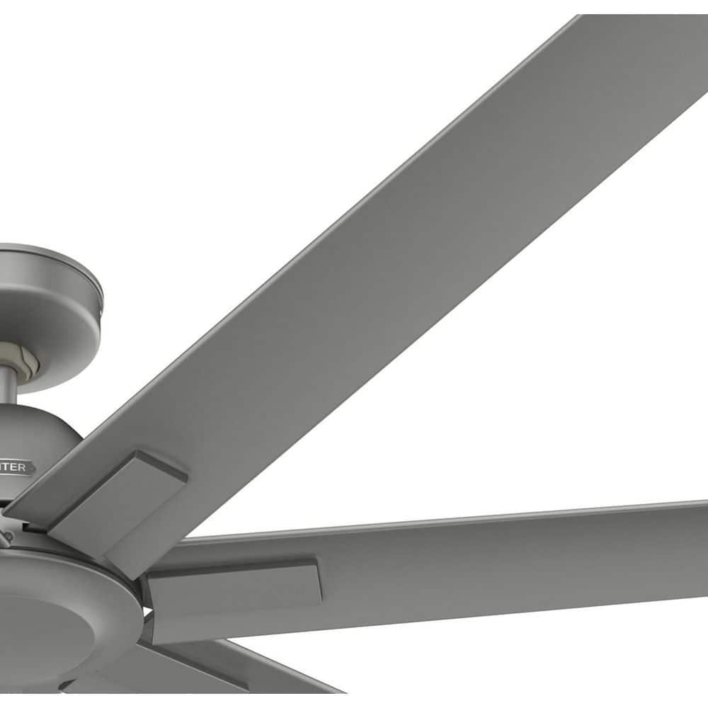 Hunter Downtown 72 in 6Speed Ceiling Fan in Matte Silver with Wall Control