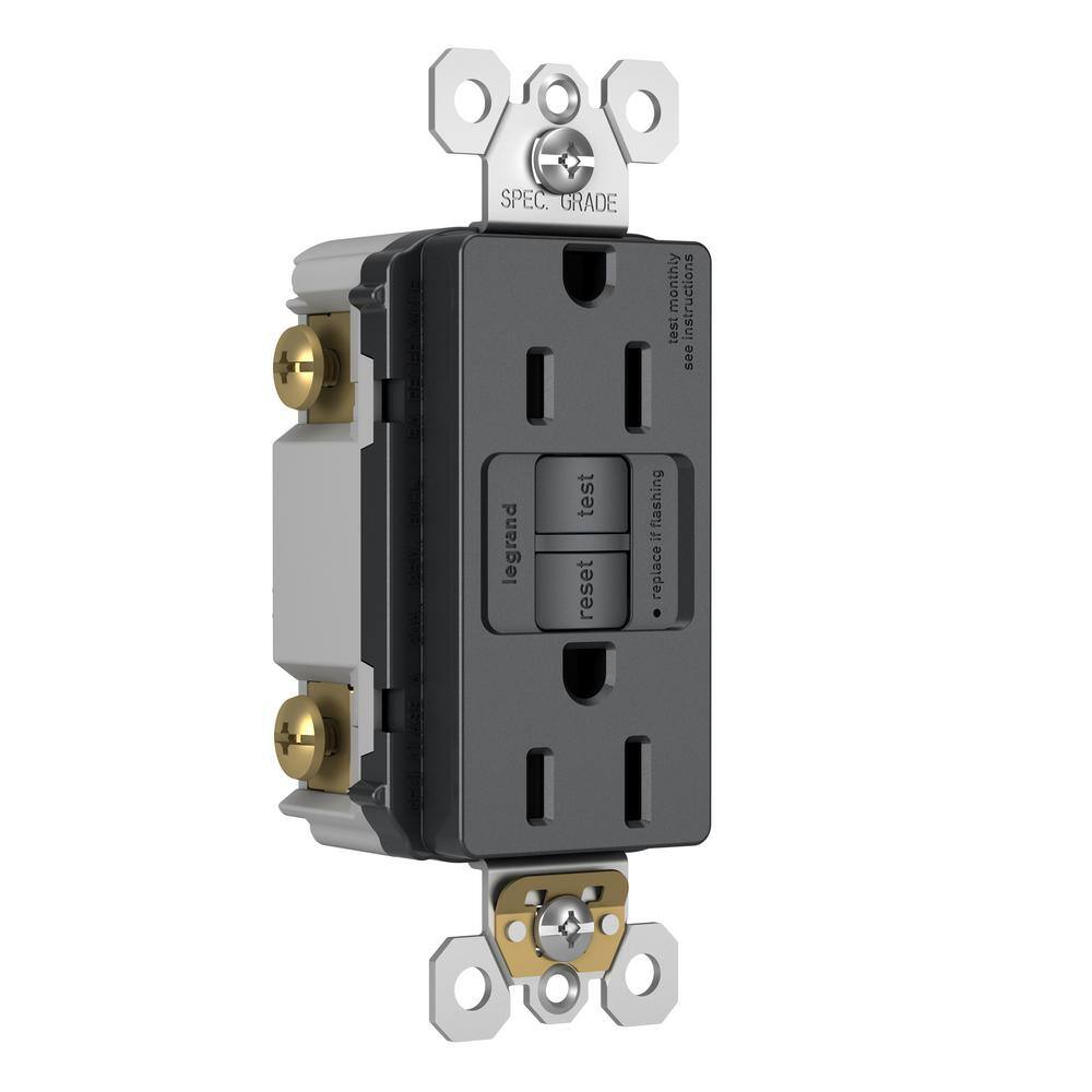 Legrand radiant 15 Amp 125 Volt Tamper Resistant GFCI ResidentialCommercial Decorator Duplex Outlet Graphite 1597TRGCC4