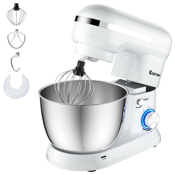 4.8 Qt 8-speed Electric Food Mixer with Dough Hook Beater - 13.5