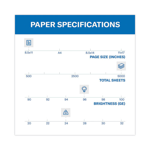 Hammermill Fore Multipurpose Print Paper， 96 Bright， 24lb， 8.5 x 11， White， 500 Sheets/Ream， 10 Reams/Carton (103283)