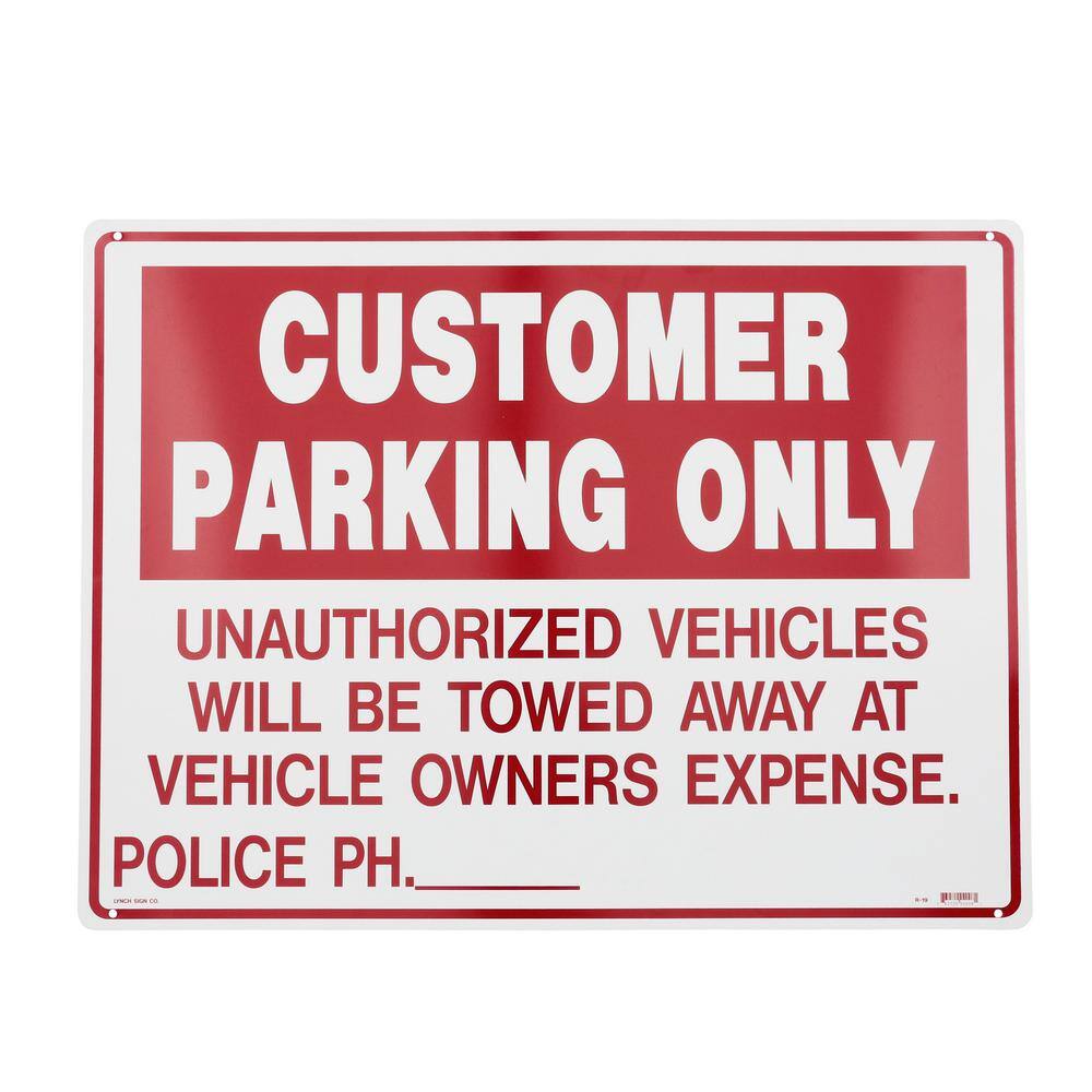 Lynch Sign 24 in. x 18 in. Customer Parking Sign Printed on More Durable Thicker Longer Lasting Styrene Plastic R- 19(OS)