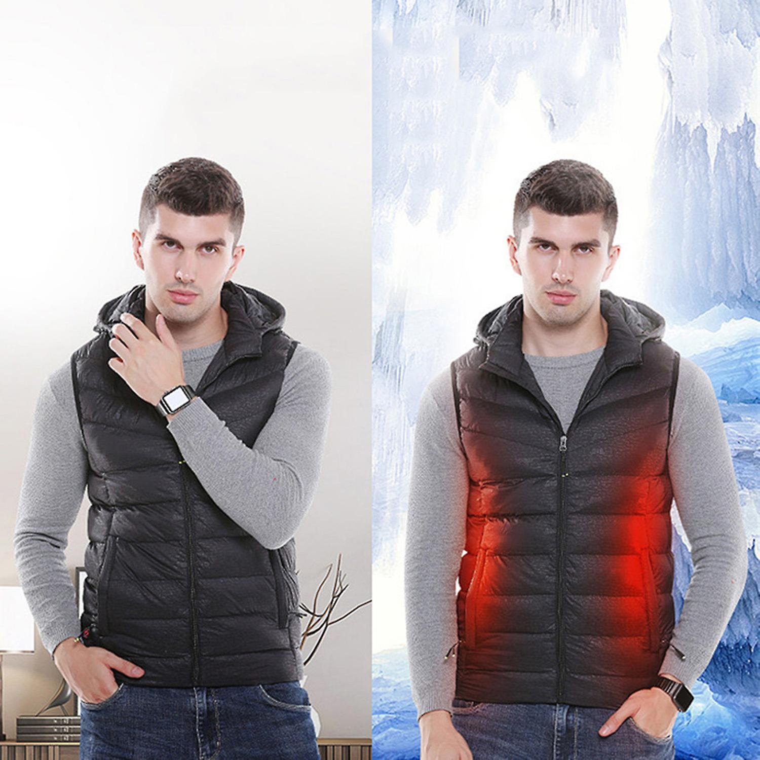 Blue Bl2xl Usb Heated Warm Security Intelligent Autumn And Winter Vest With Hat Men Motorcycle Outdoor Ski Jacket Blue