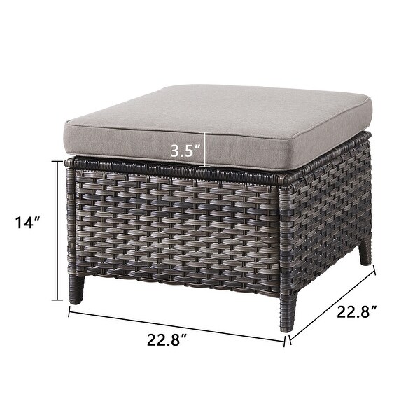 2 Piece Outdoor Ottoman Wicker Patio Ottomans