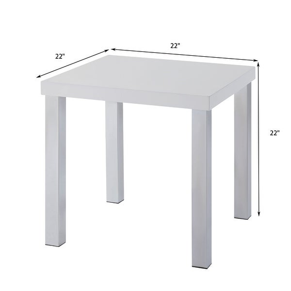 Coffee Table End Table Living Room Table in White High Gloss and Chrome