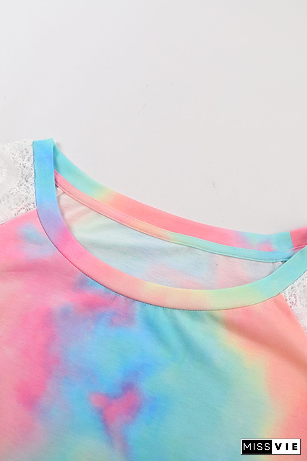 Bright Tie-dye Crochet Raglan Tee