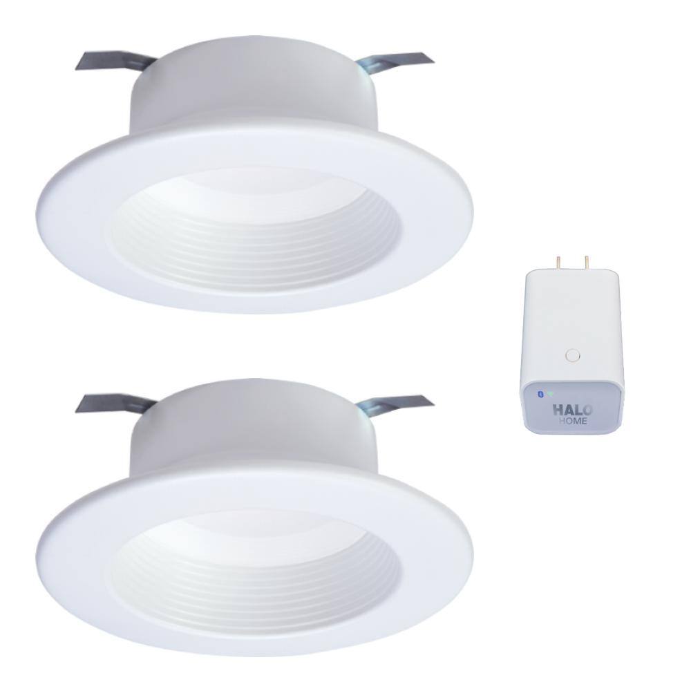 Halo 4in. Tunable CCT Smart Integrated LED Recessed Retrofit Trim (2-Pack) and Bluetooth Internet Access Bridge by HALO Home RL4069HWB1BLE40AWH2PK