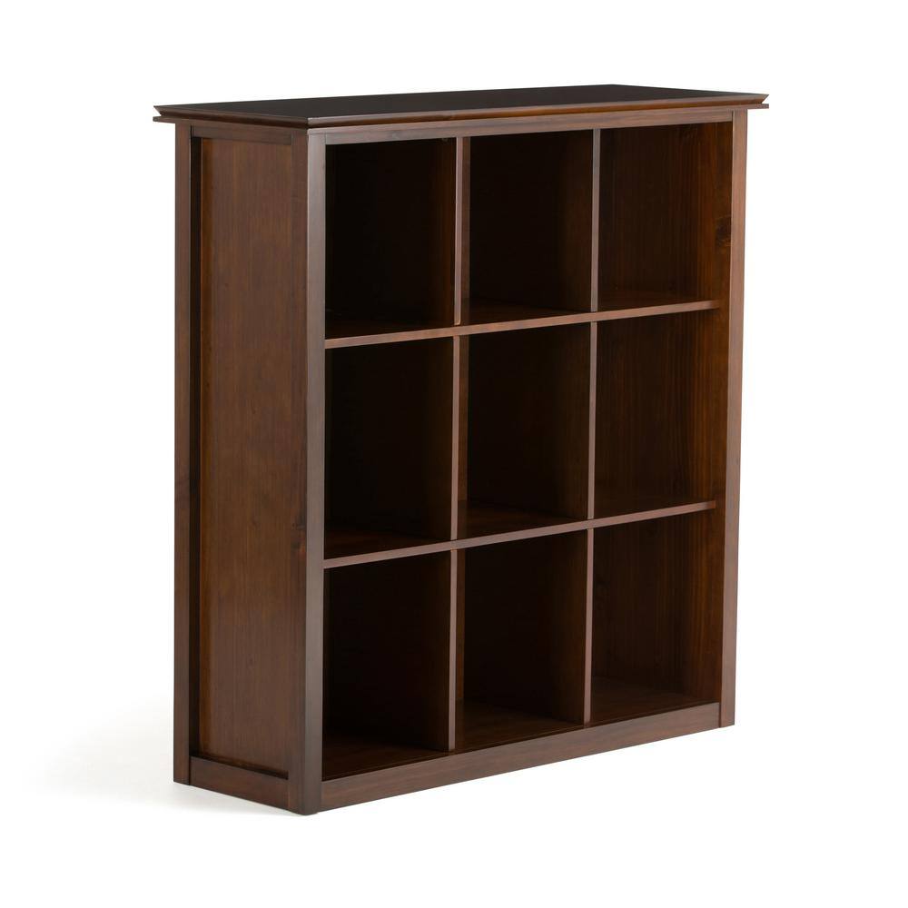 Simpli Home Artisan Solid Wood 45 in. x 43 in. Transitional 9 Cube Bookcase and Storage Unit in Russet Brown AXCRART21-RUS