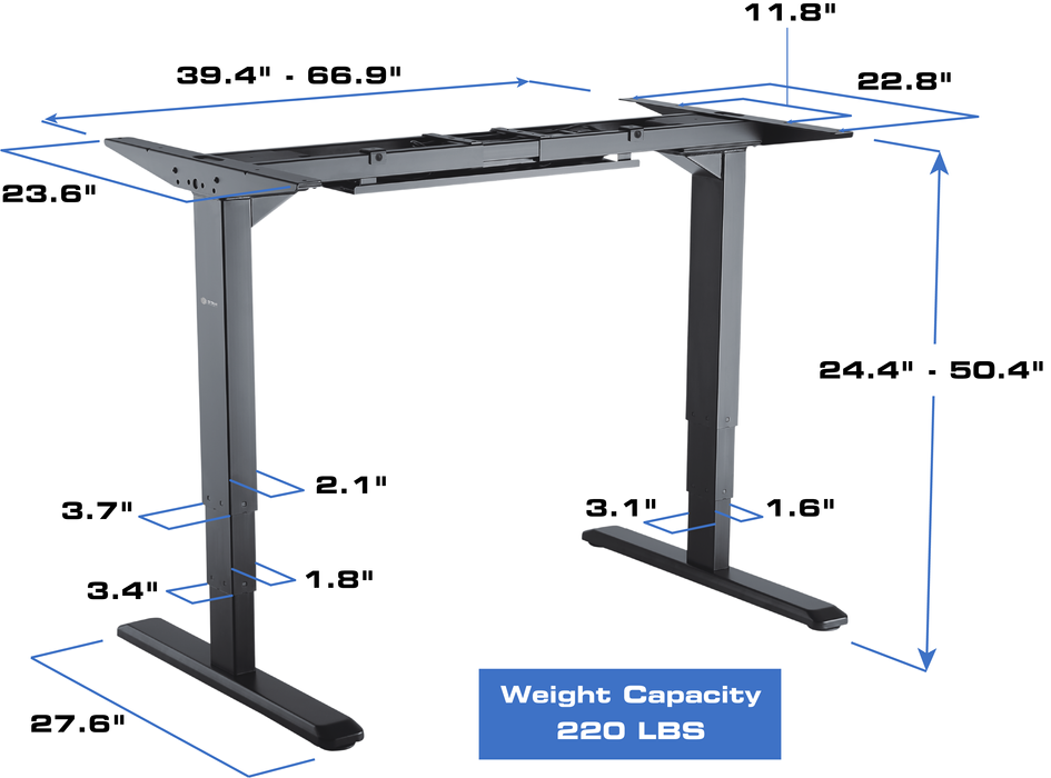 Star Ergonomics 3 Stage Reverse Dual Motor Electric SitStand Desk Fra