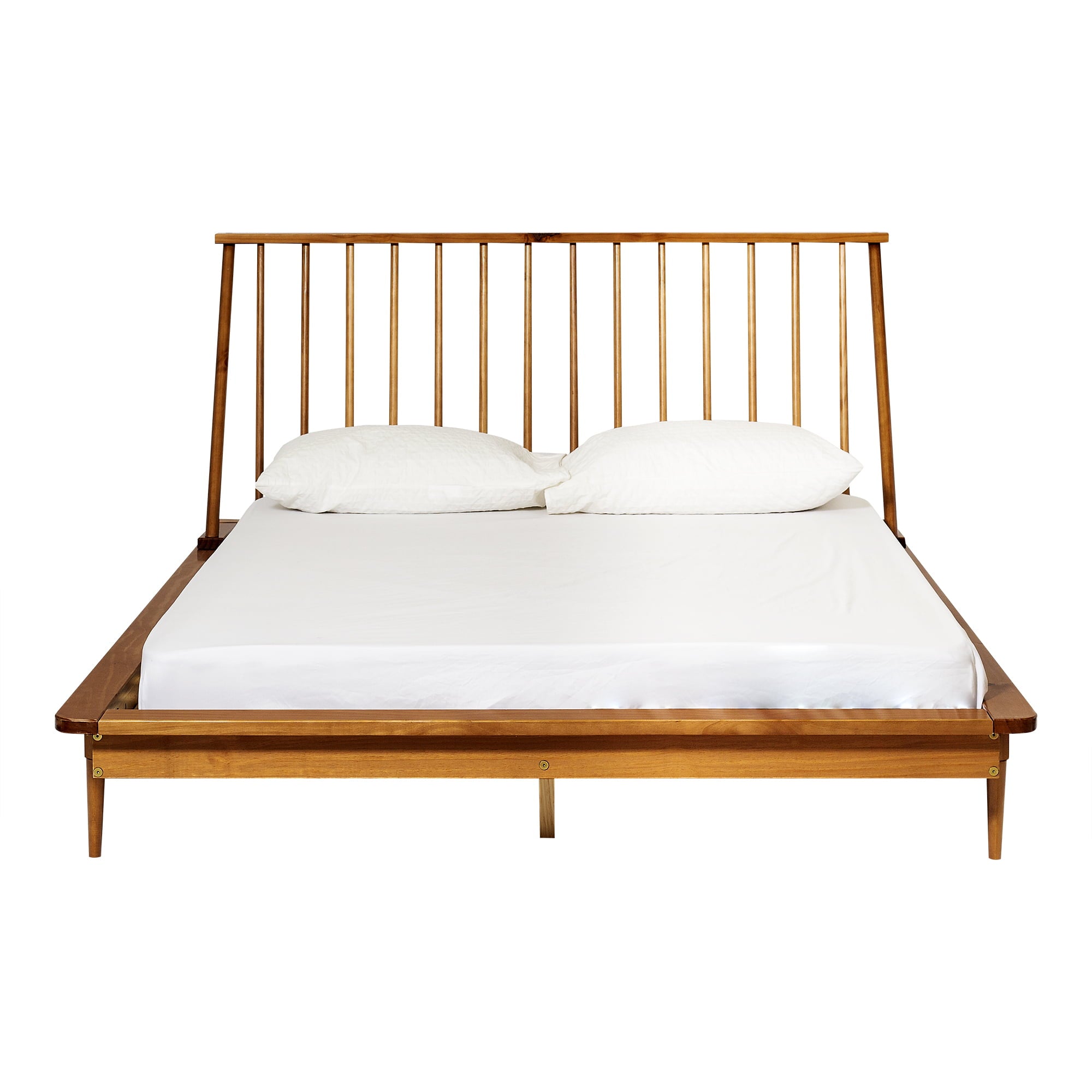 Desert Fields Modern Boho Queen Size Solid Wood Platform Bed, Caramel