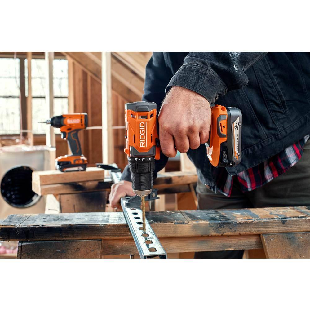 RIDGID 18V Cordless 12 in. DrillDriver Kit with (1) 2.0 Ah Battery Charger and (1) 1.5 Ah Battery R86001K-AC870015N