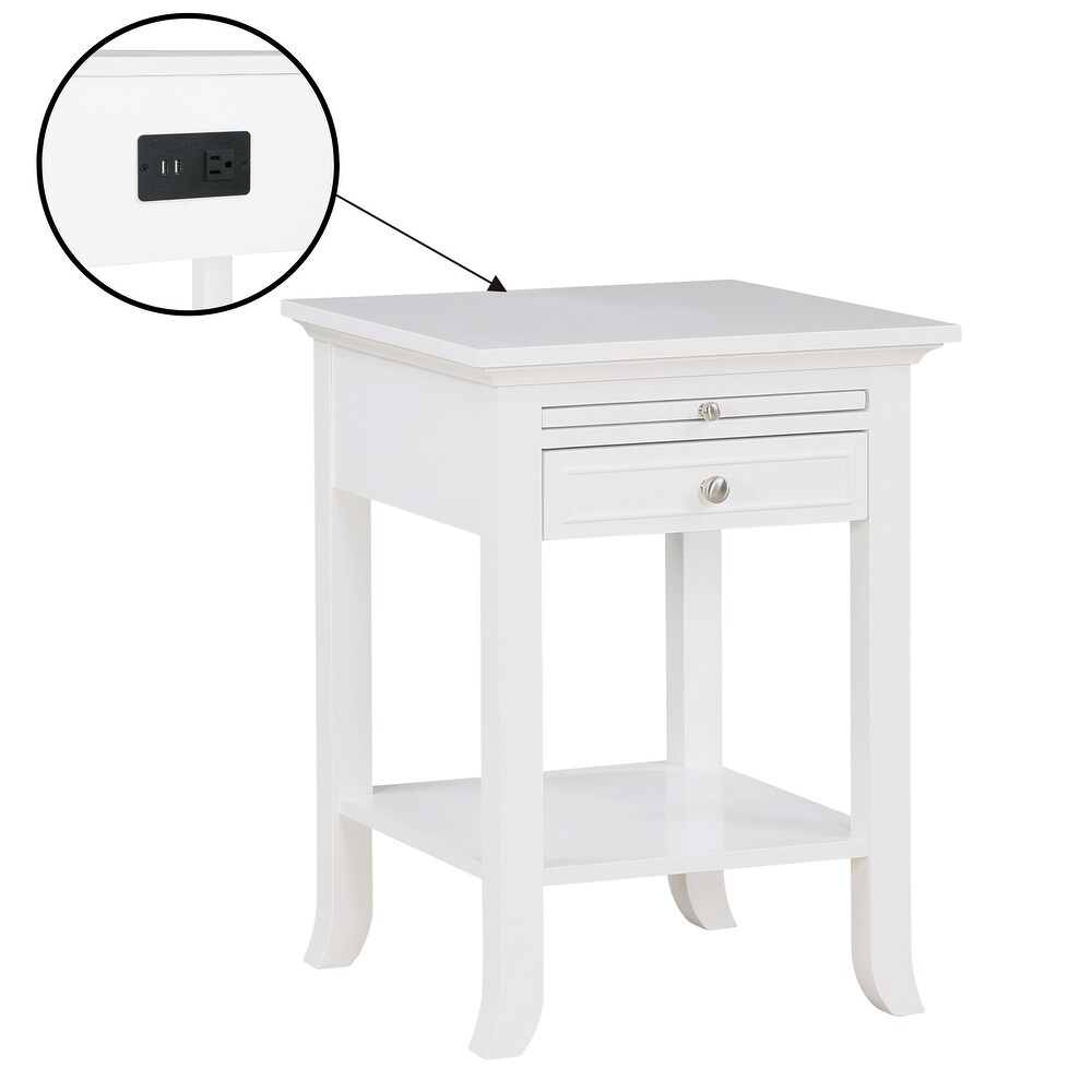 American Heritage Logan 1 Drawer End Table with Charging Station and Pull Out Shelf