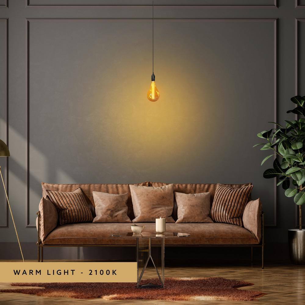 Feit Electric 25W Equivalent PS50 Dimmable Oversized Amber Glass Vintage Edison LED Light Bulb With Acrylic Filament Warm White 2100K PS50AYC820HDRP