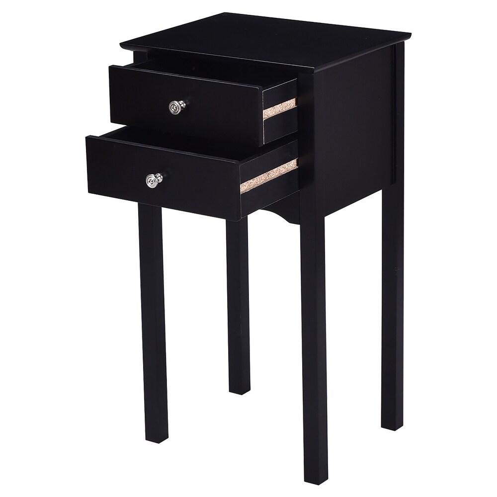 Side Table End Accent Table Night Stand with 2 Drawers Furniture