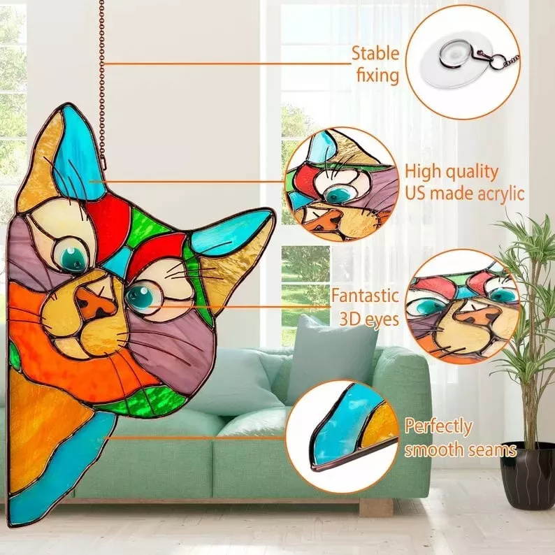 🔥 BIG SALE - 40% OFF🔥🔥Hot Sale-😻Handmade Stain Cat Suncatcher For Window