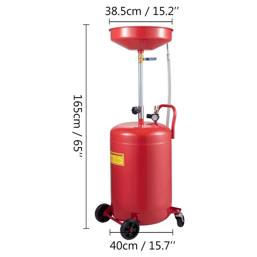 VEVOR Waste Oil Drain Tank 20 Gal. Oil Change Container Air Operated Adjustable Funnel Height with Pressure Regulate Valve QCPJLHDYF20MCYI8JV0