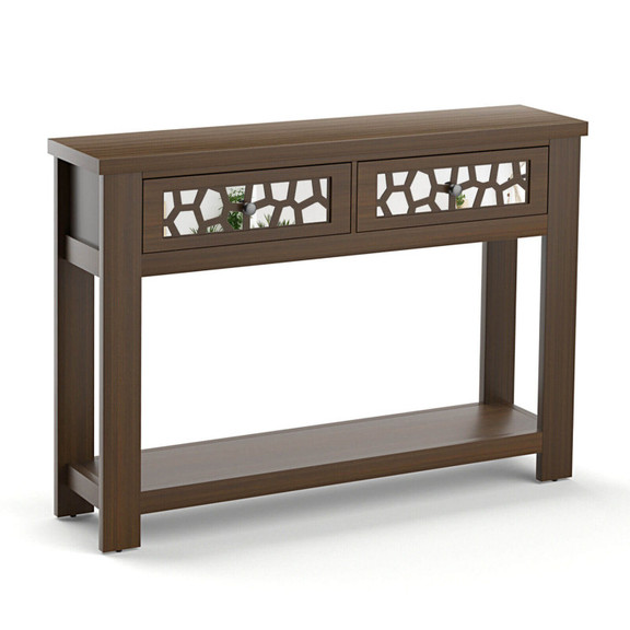 Costway 37954682 2 Tier Console Table with Drawers...