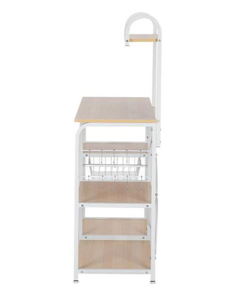 Light Beige Kitchen Baker's Rack Utility Storage Shelf 35.5 Microwave Stand 4-Tier 3-Tier Shelf