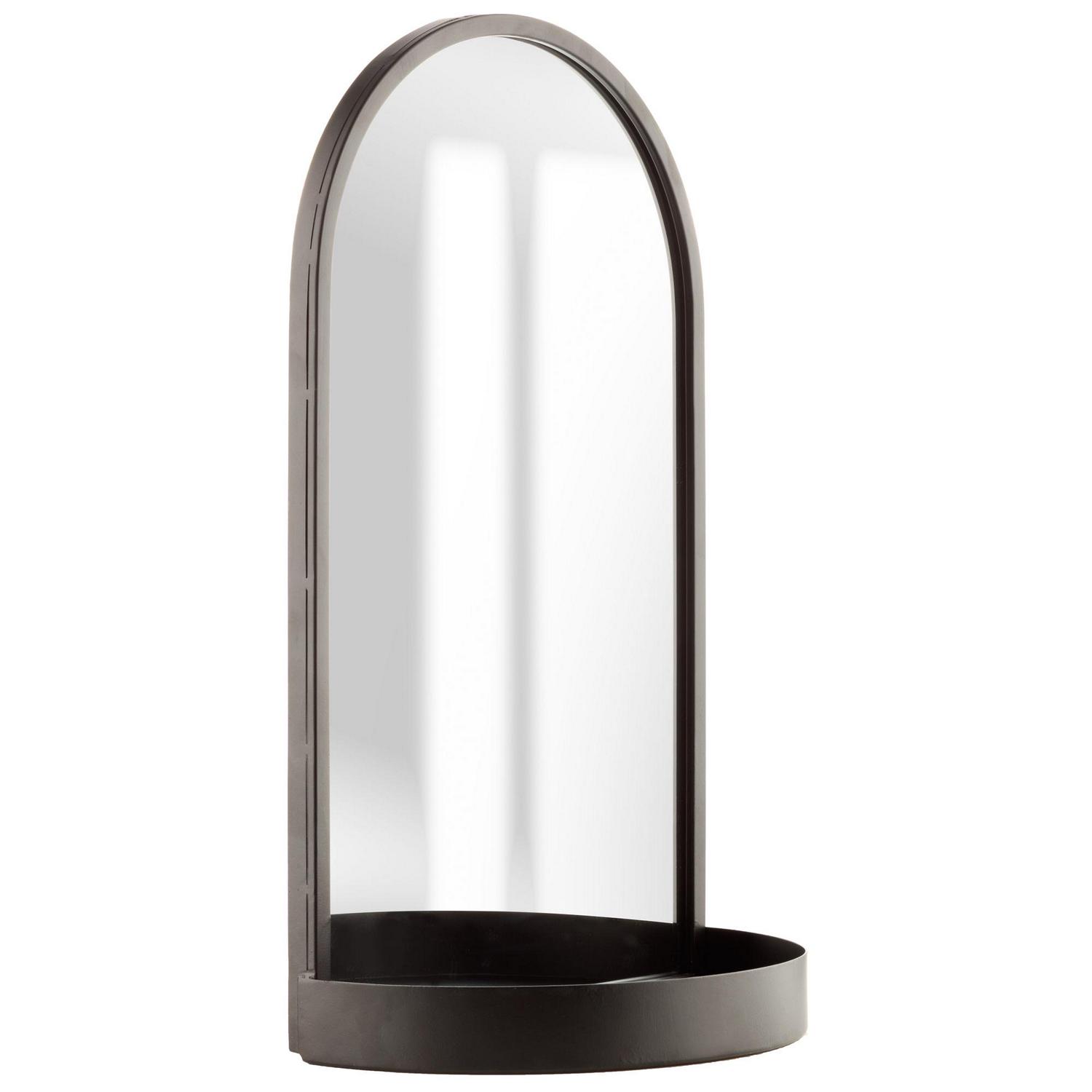 Gallery Solutions 14 x 24 Metal Arch Mirror with Shelf Black  Crowdfused