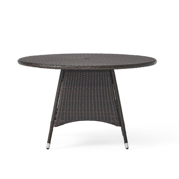 Outdoor PE wicker Round Dining Table with Water Resistant Powder Coated Iron Frame