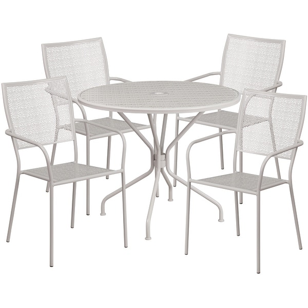 Steel 5piece 35.25inch Round IndoorOutdoor Dining Set