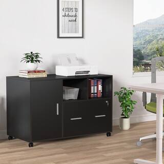 TRIBESIGNS WAY TO ORIGIN Catherine Black File Cabinet with Lock and Drawer HD-C0299