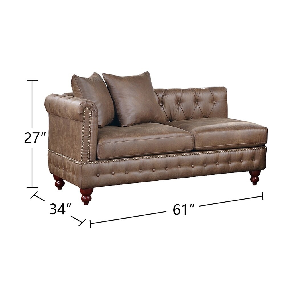 4 Piece Leatherette Upholstered Sectional Sofa Set with Wood Legs