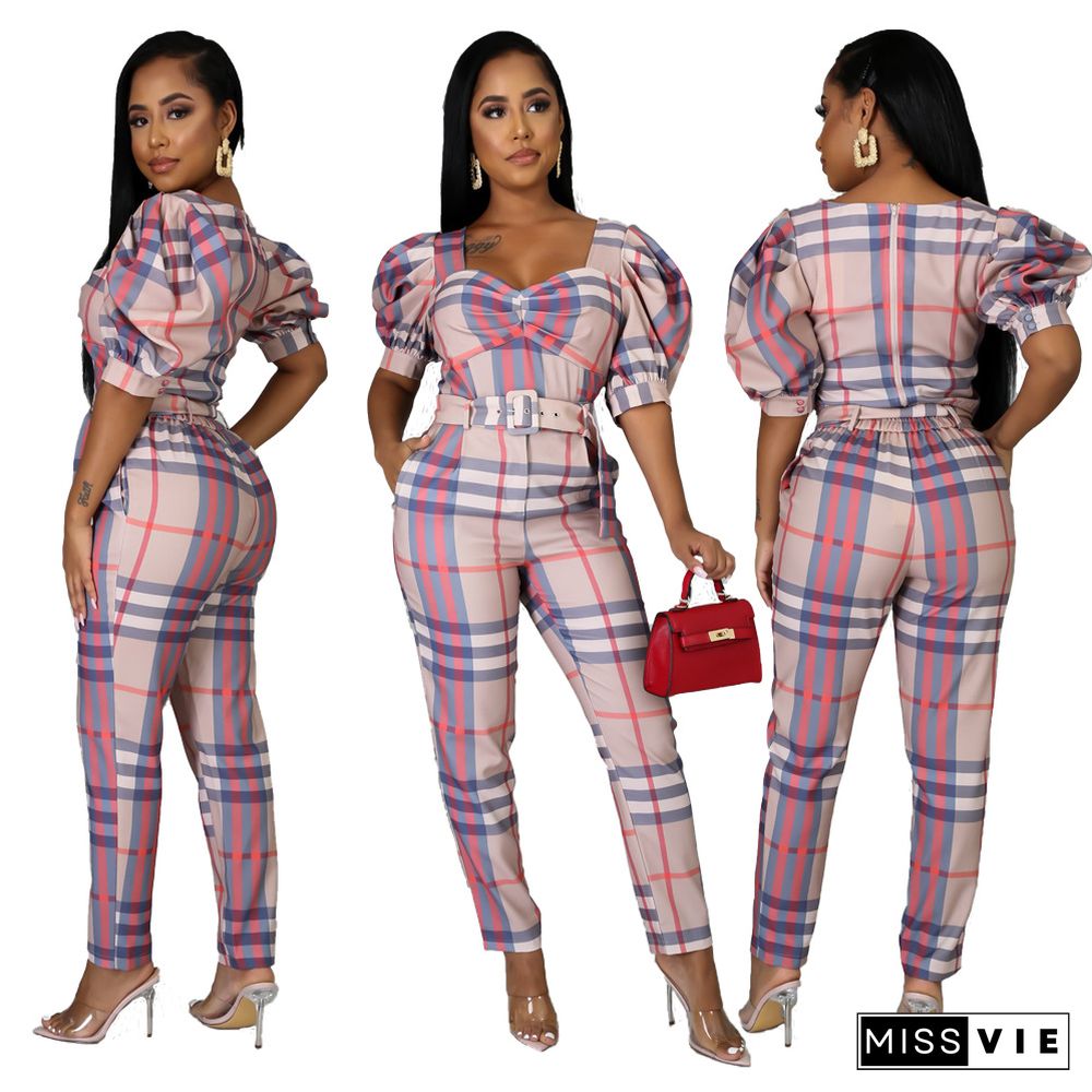 Classic Stripes High Waist Onesies Jumpsuit (with Belt)