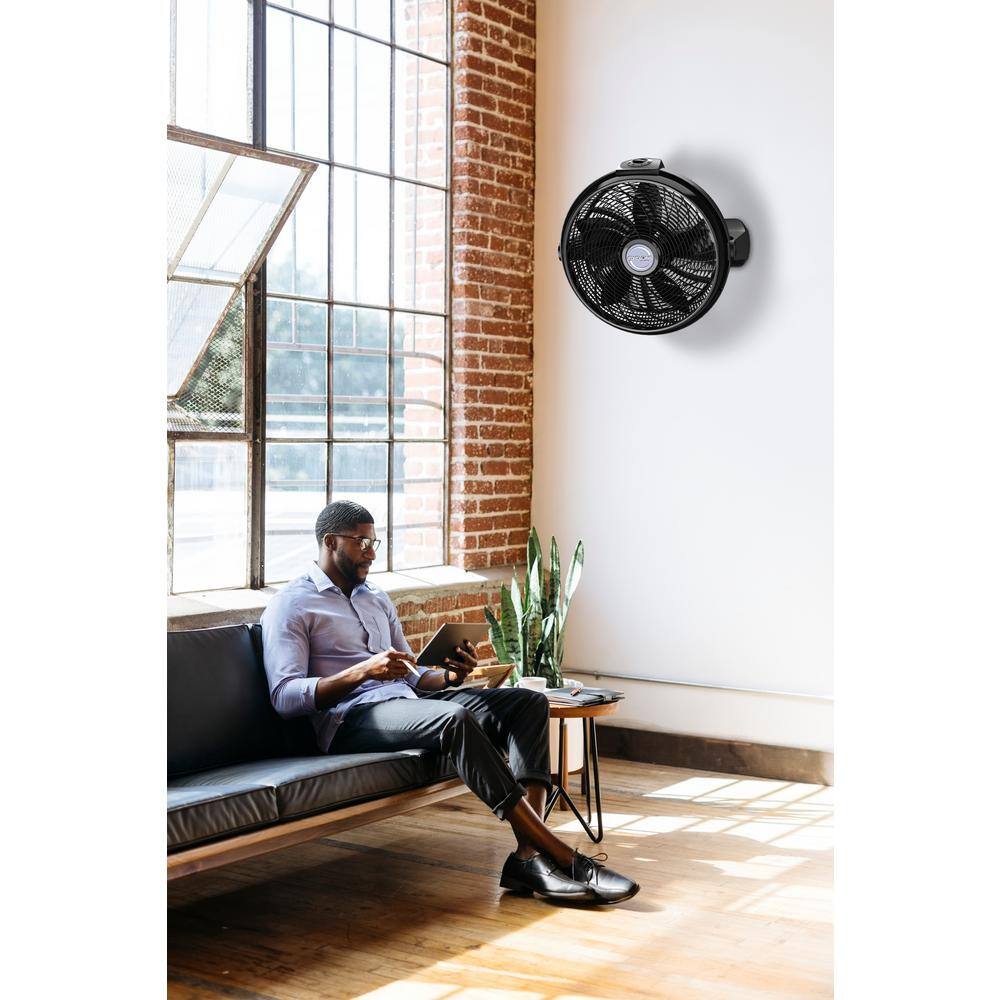 Lasko 20 in. 3 Speeds Cyclone Floor Fan in Black with 90 Degrees Tilt Adjustment Built-In Carry Handle Wall Mountable A20515