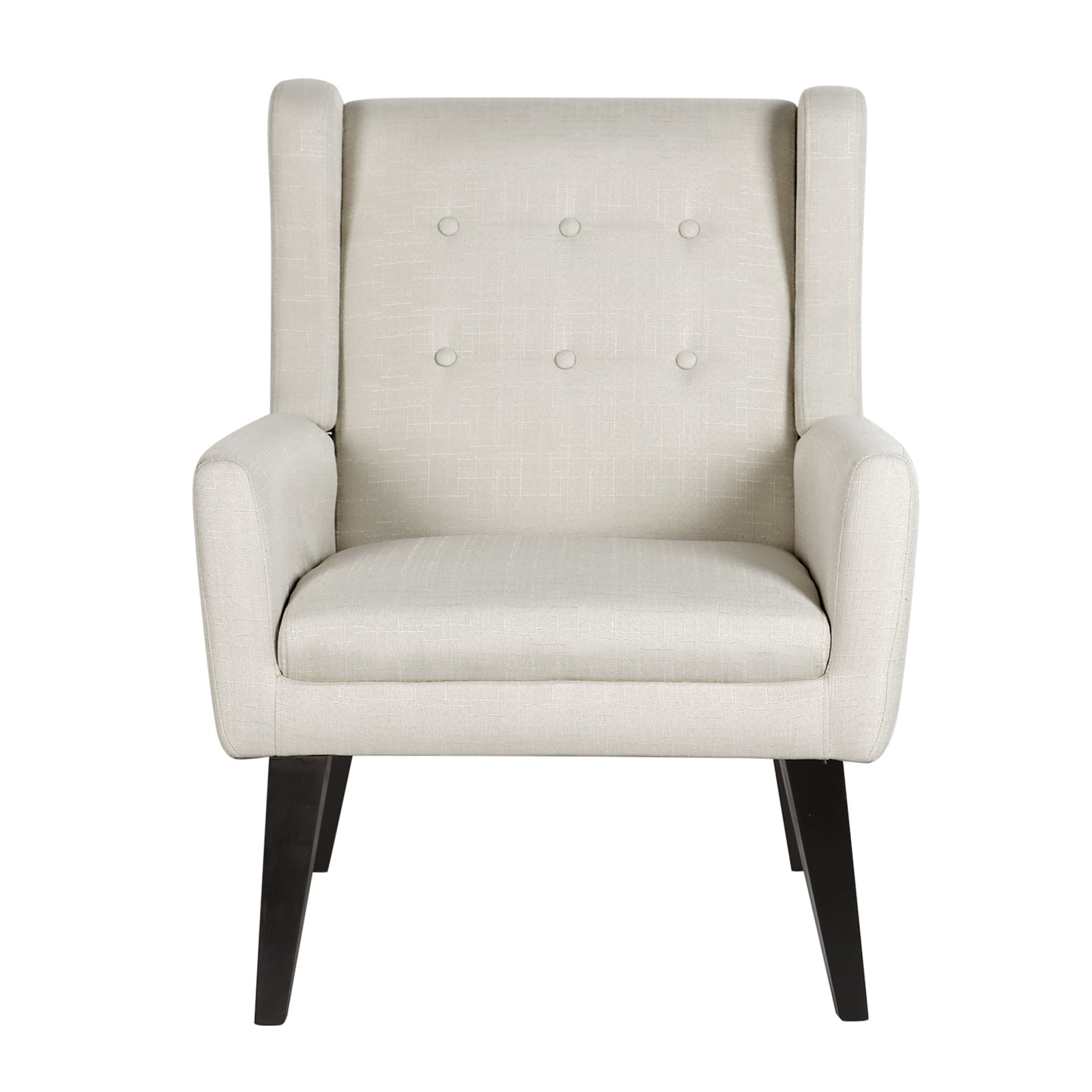 July's Song Accent Chair,Mid Century Modern Wingback Chair,Tufted Fabric Comfy Living Room Chair,Beige