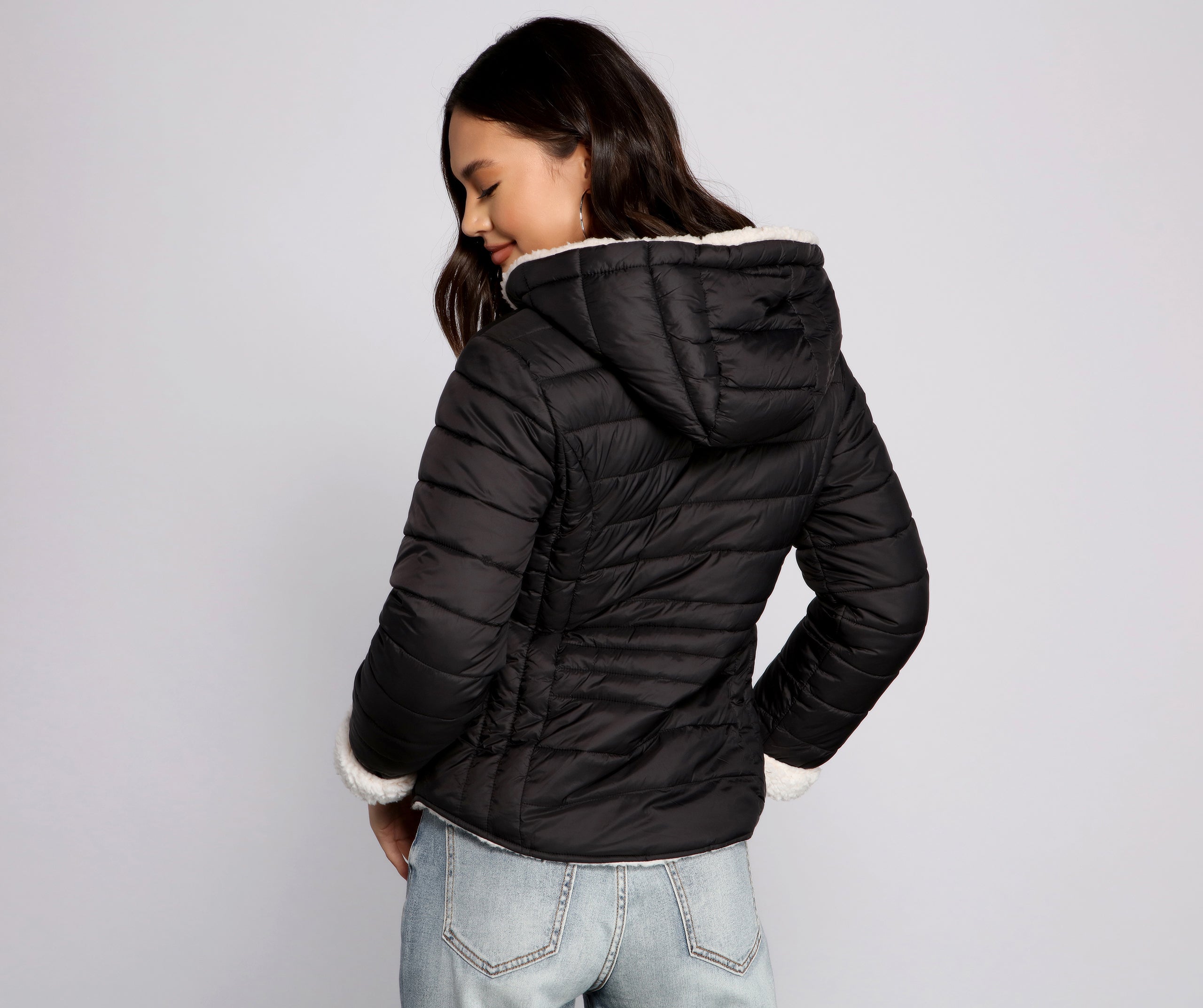 Faux Fur Reversible Puffer Jacket