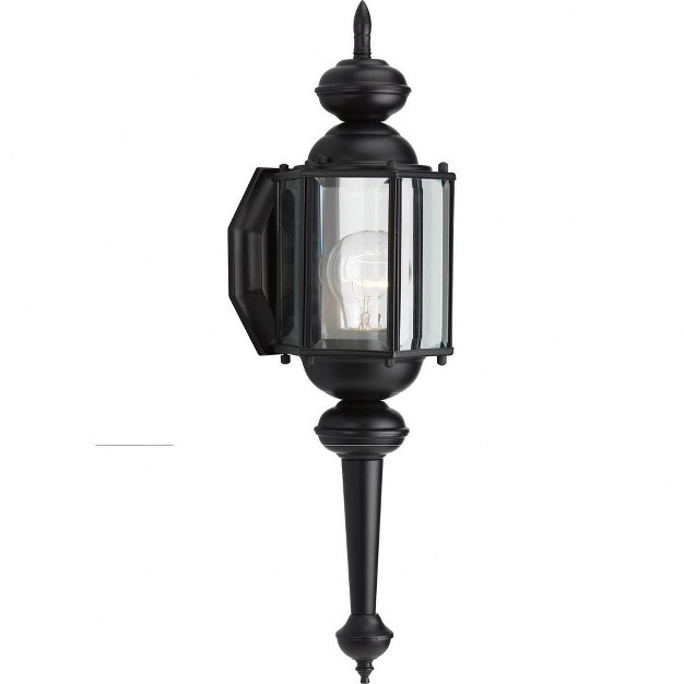 Progress Lighting 2010 Toll 1 light Outdoor Wall Lantern Black Clear Beveled Glass Panels