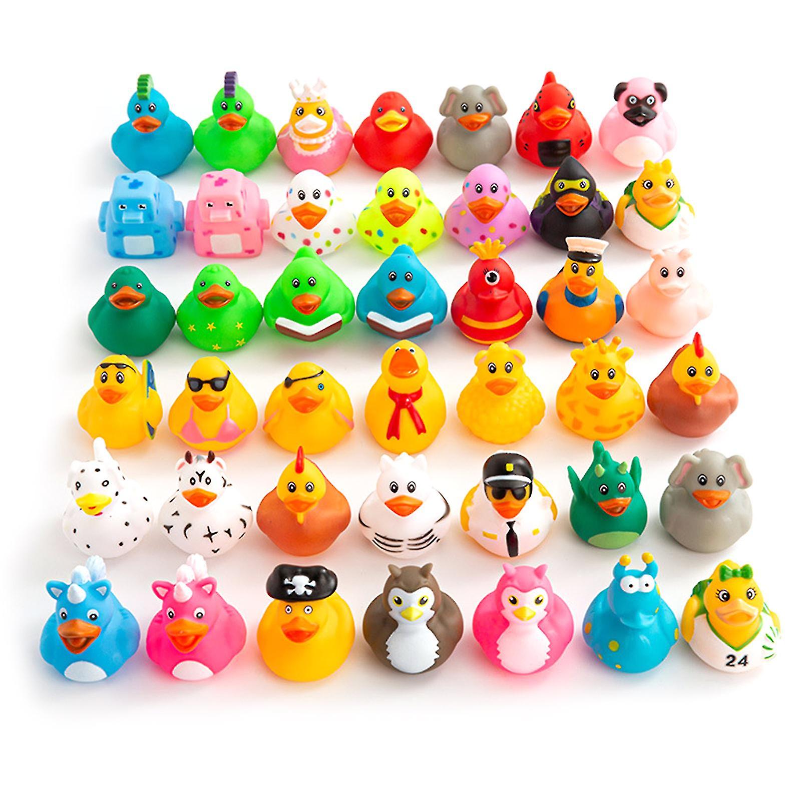 24 / 36pcs Rubber Ducks Bath Toys For Toddlers 1-3， Assorted Duckies Bathtime Soft Baby Pool Toys Birthday Gifts