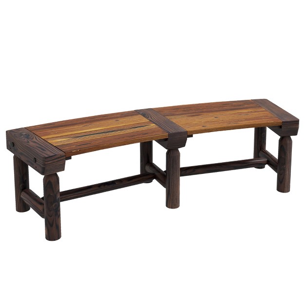 Outsunny Wooden Garden Bench Semicircular Round Outdoor Tree Bench Wrap Around Park Bench