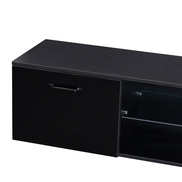 78''W 2 Parts Design Separable Floor TV Stand Detachable RGB LED TV Cabinet