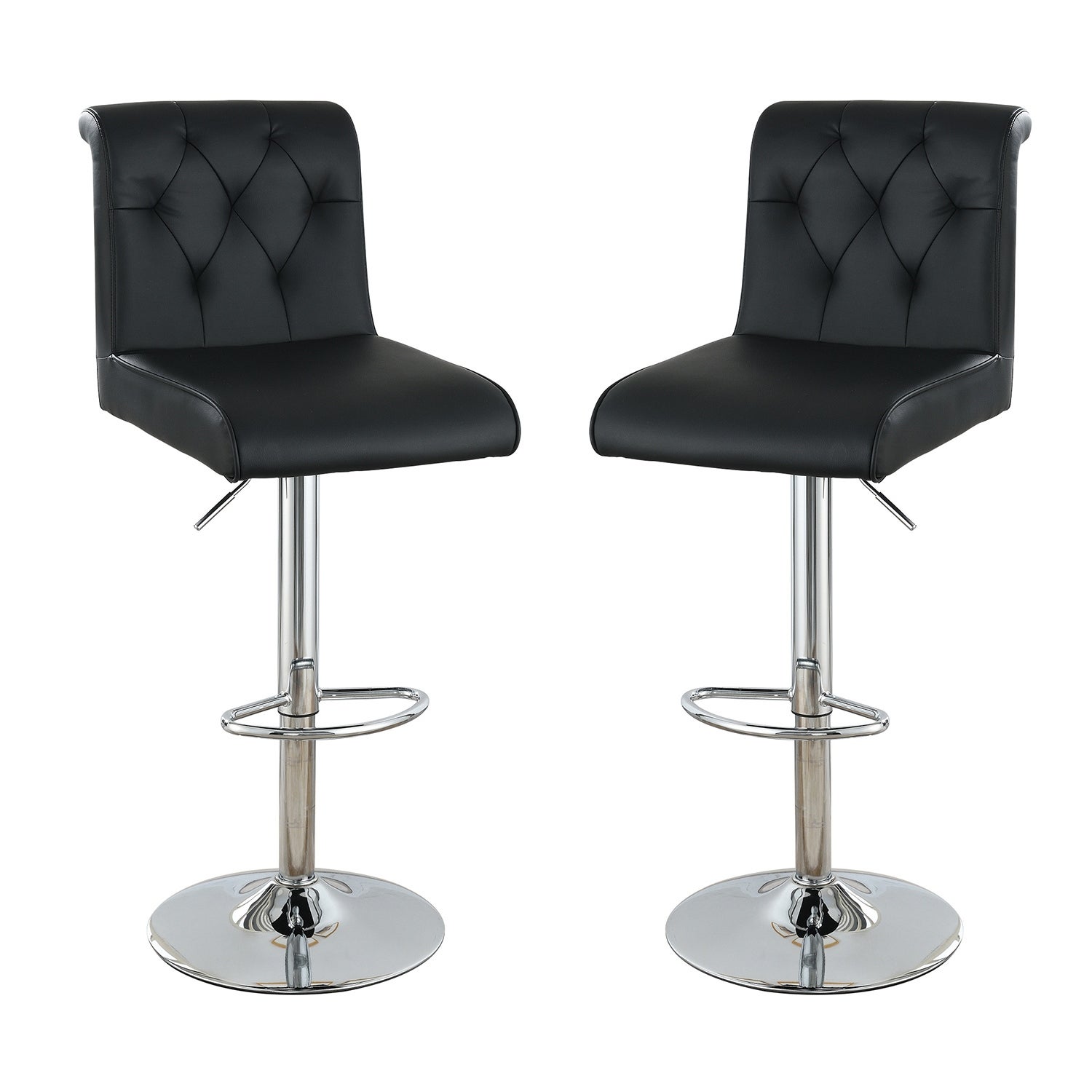 Set of 2 Faux Leather Adjustable Barstool