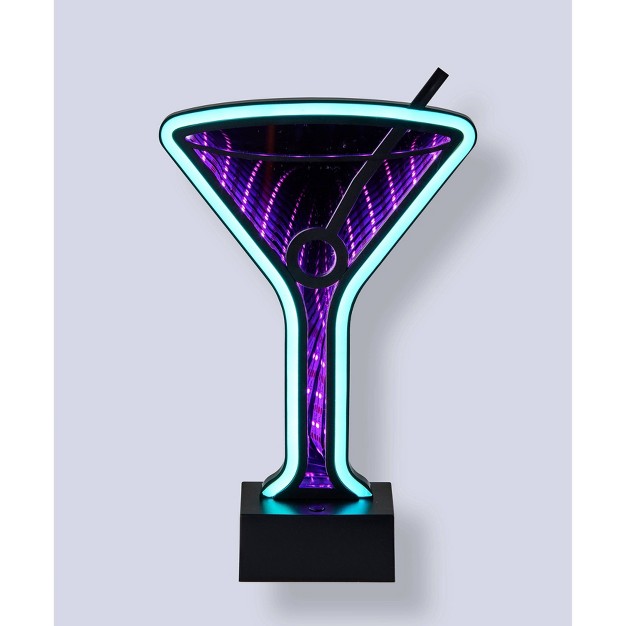 Infinity Neon Martini Glass Table wall Lamp Black Adesso