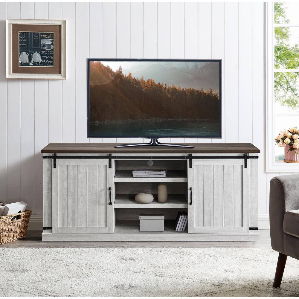 FESTIVO 68 in. White TV Stand for TVs Up to 70 in. FTS20721