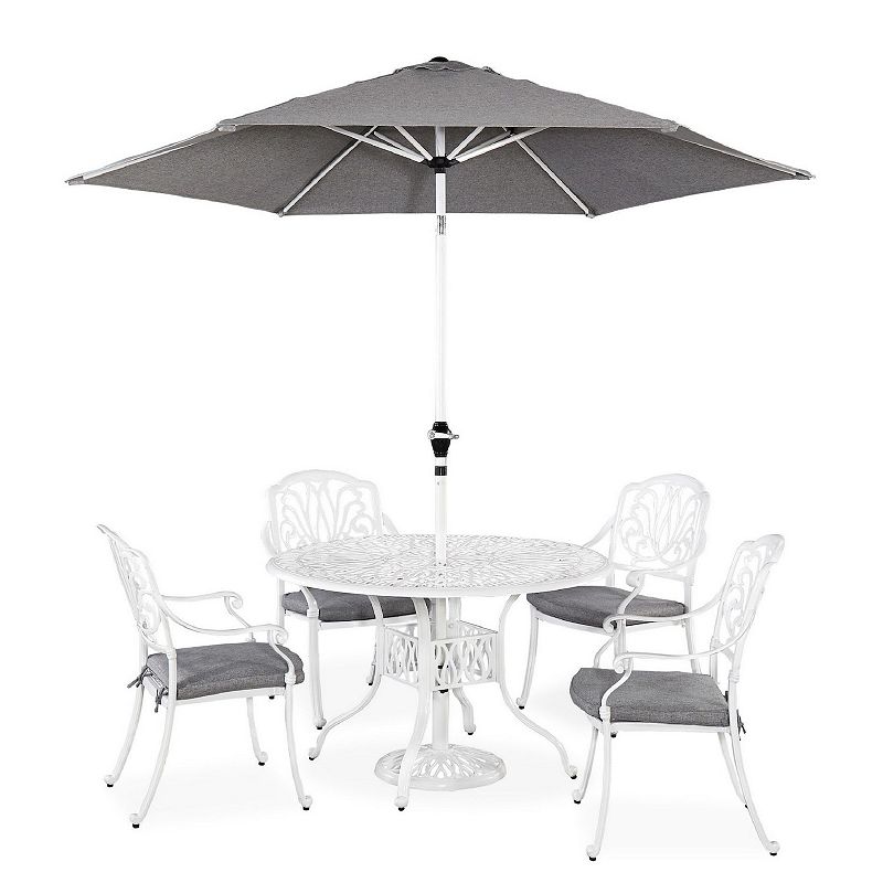 homestyles Patio Dining Table， Umbrella and Chairs 6-piece Set