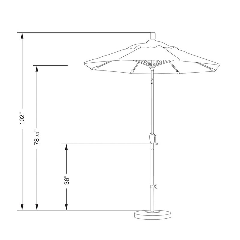 California Umbrella 6 Ft. Octagonal Aluminum Push Button Tilt Patio Umbrella W/ Crank Lift and Aluminum Ribs